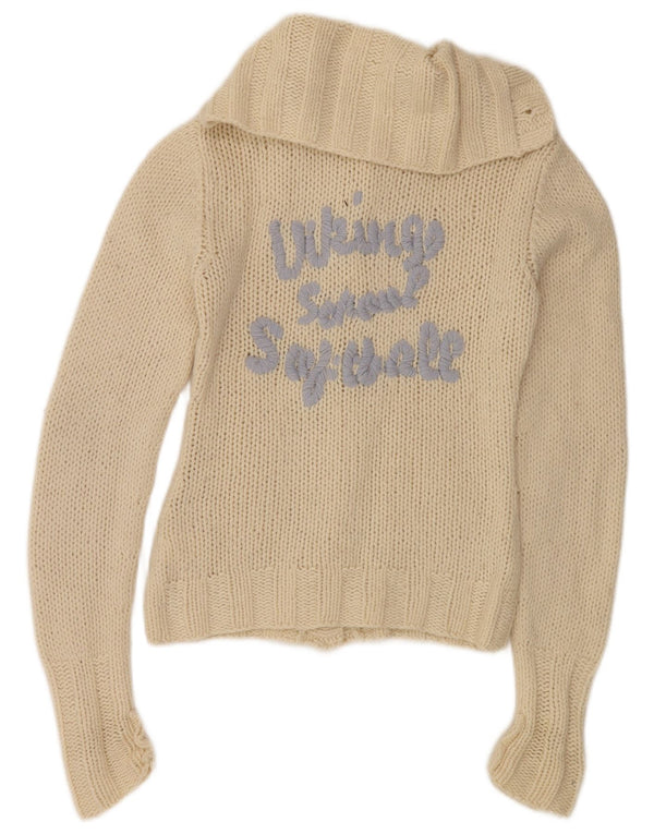 Replay Cardigan graphique pour femme UK 10 Small en laine blanc cassé