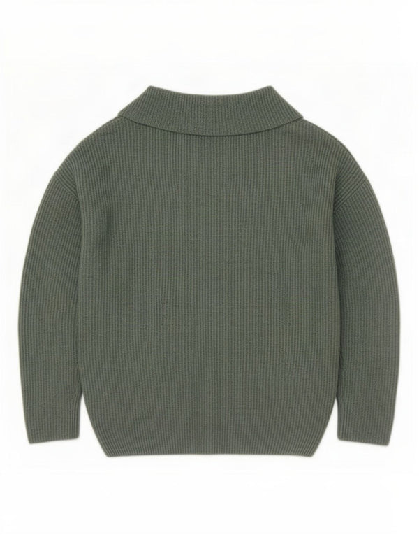 Zara Pull surdimensionné à col en V pour femme UK 10 Petit acrylique vert