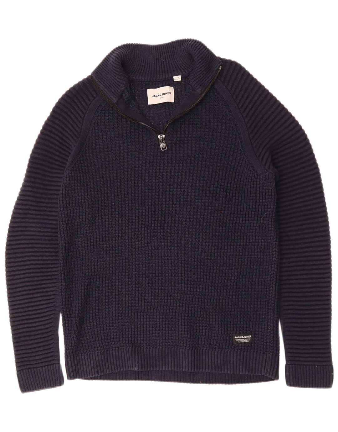 JACK & JONES Pull col zippé pour homme en coton bleu marine Taille L