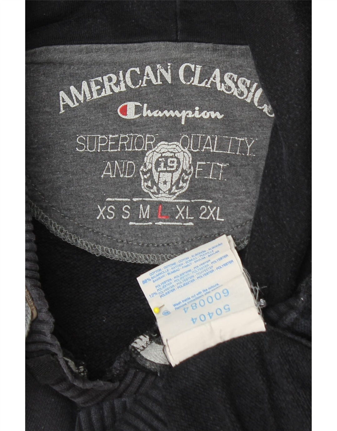 CHAMPION Pull à capuche graphique pour hommes, grand coton noir