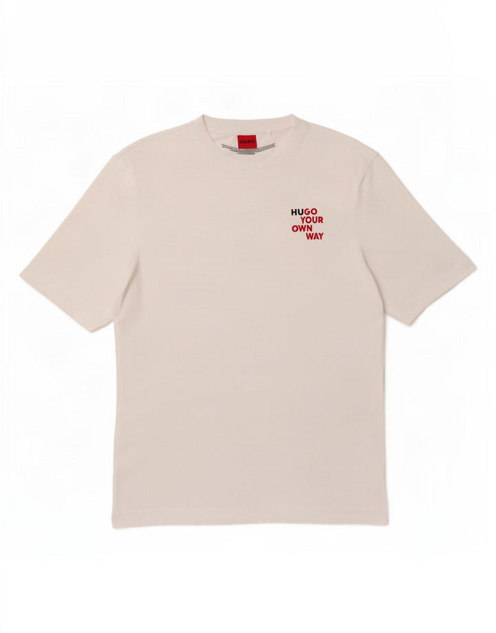 Hugo Boss Haut T-Shirt Graphique Homme Blanc Moyen