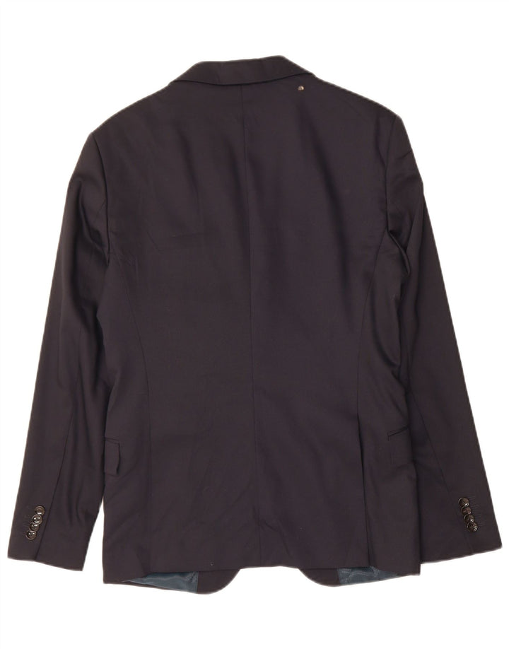 ZARA Mens 2 Button Blazer Jacket Size 40 Medium Navy Blue Polyester
