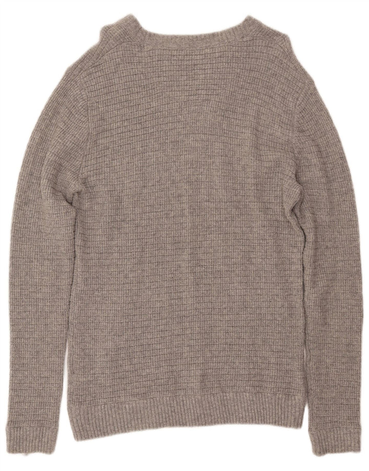 Crew Clothing Pull à col rond pour homme en laine grise