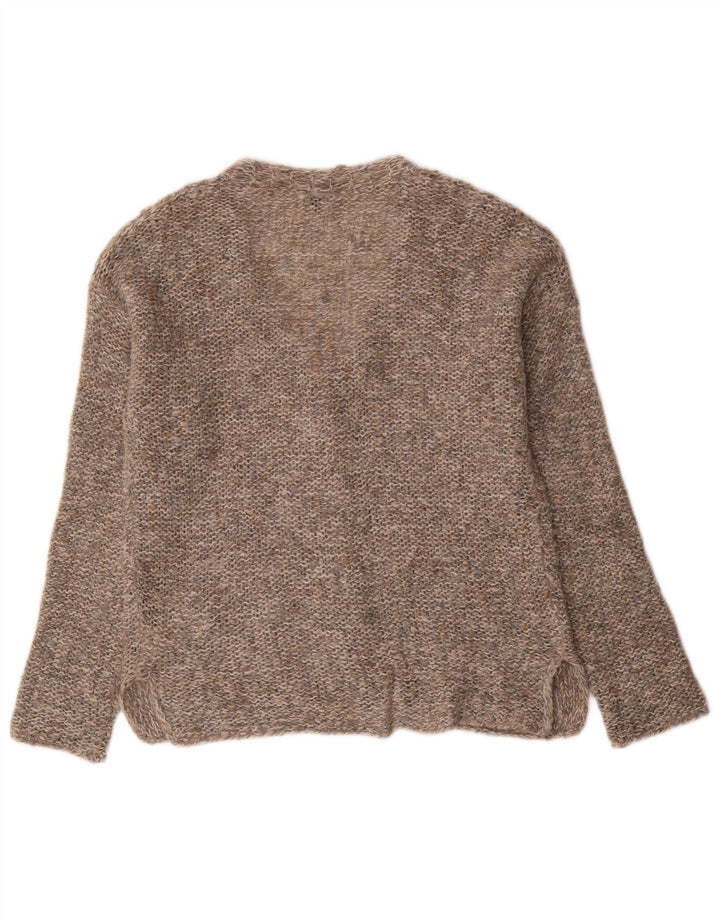 BENETTON Pull Cardigan Oversize Femme UK 6 XS Gris Acrylique