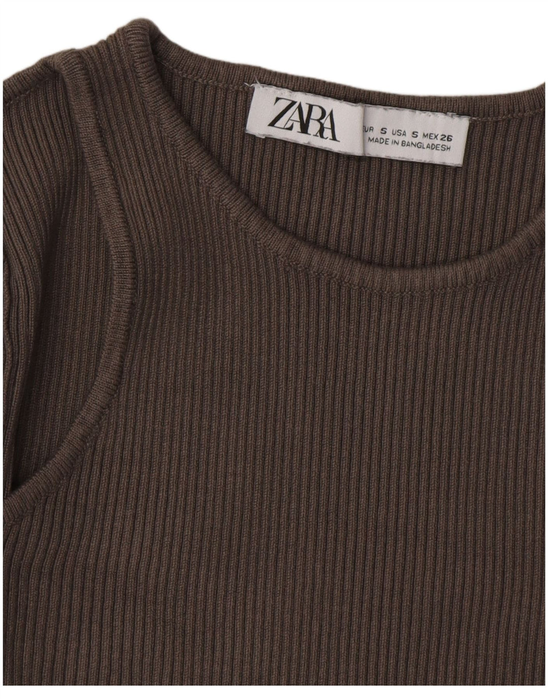 ZARA Pull court à col bateau pour femme UK 8 Small Marron