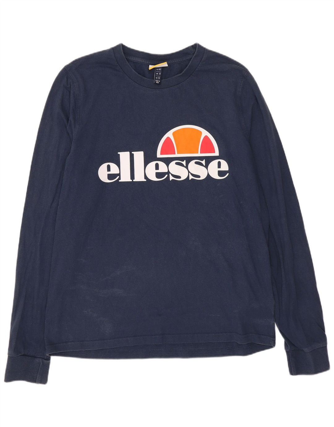 Ellesse Haut graphique à manches longues pour femme UK 12 Bleu marine moyen Coton