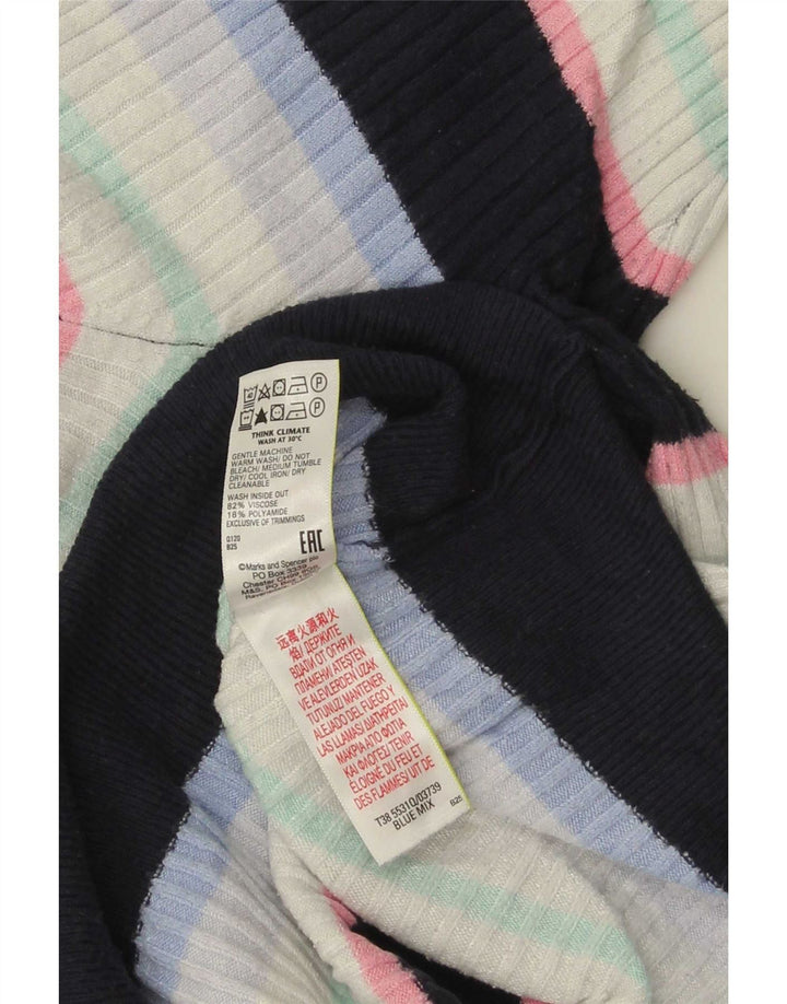 Marks & Spencer Haut T-Shirt Femme UK 16 Large Rayé Multicolore