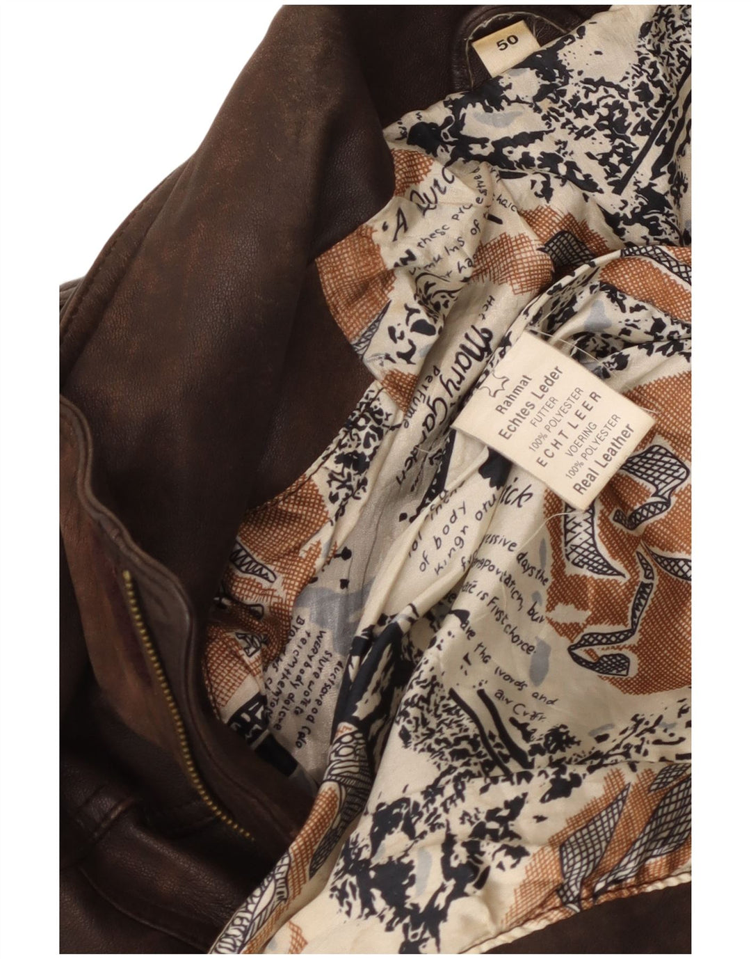 VINTAGE Manteau en cuir homme EU 50 Grand cuir marron