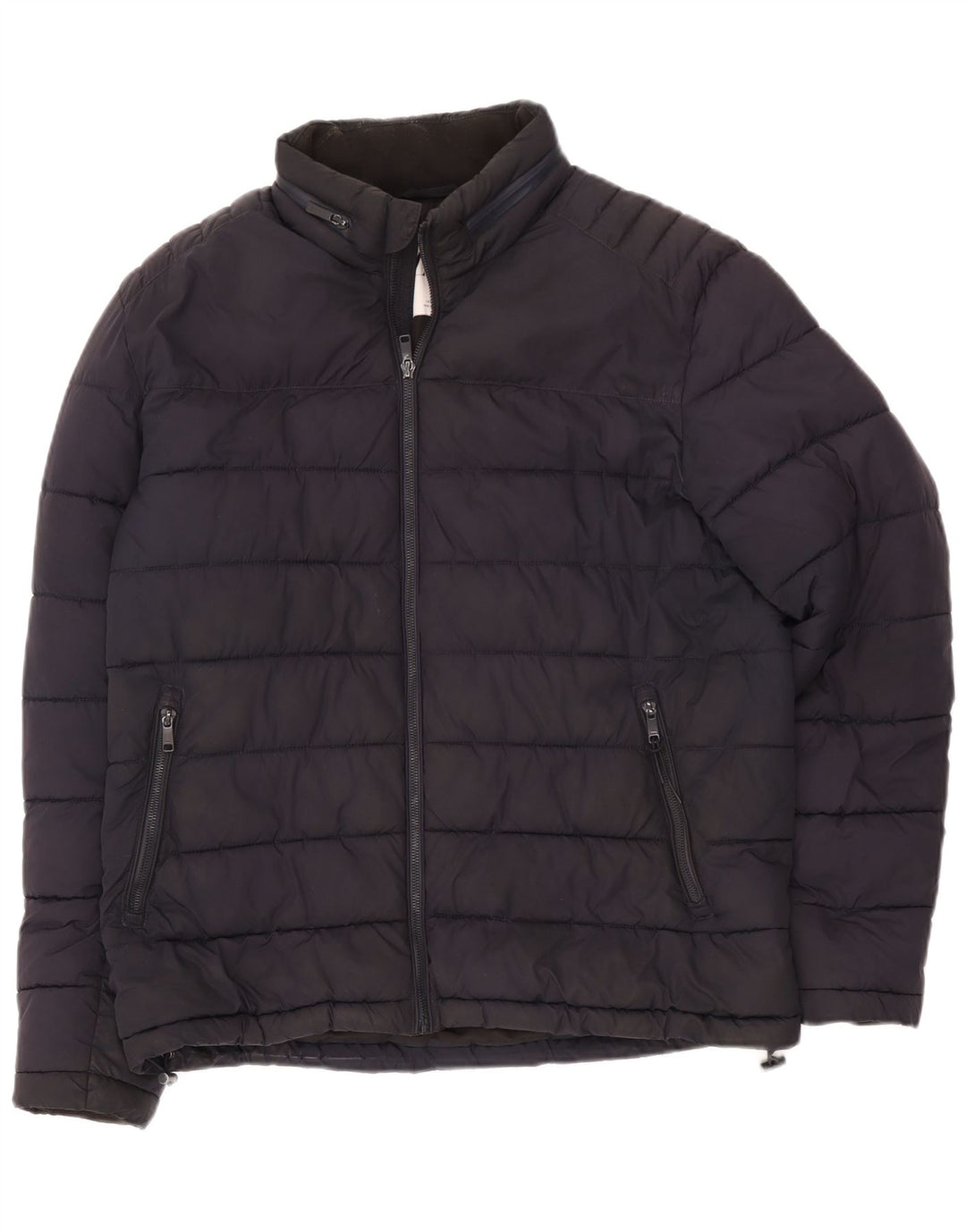 Zara Veste matelassée pour homme UK 40 Large Bleu Marine Polyester