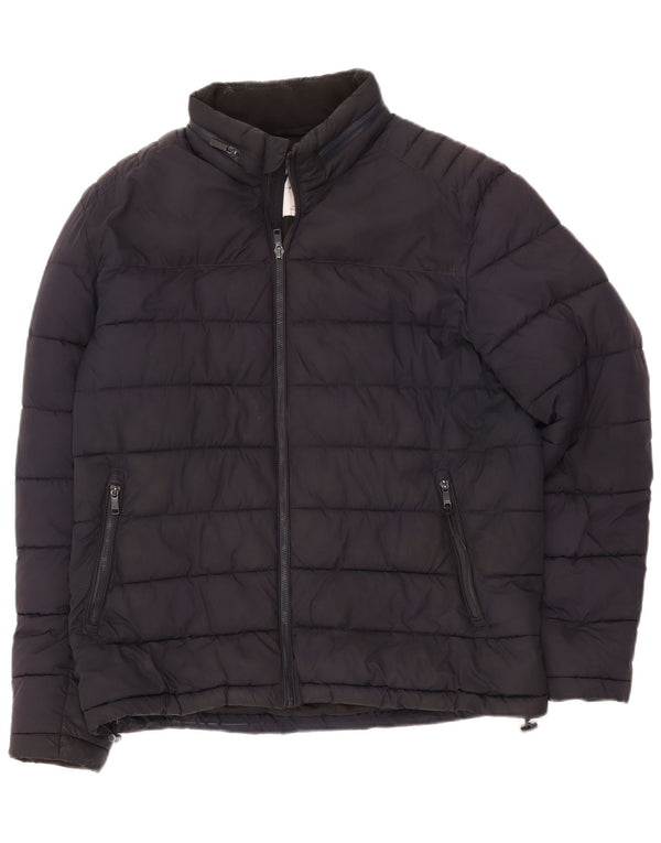 Zara Veste matelassée pour homme UK 40 Large Bleu Marine Polyester