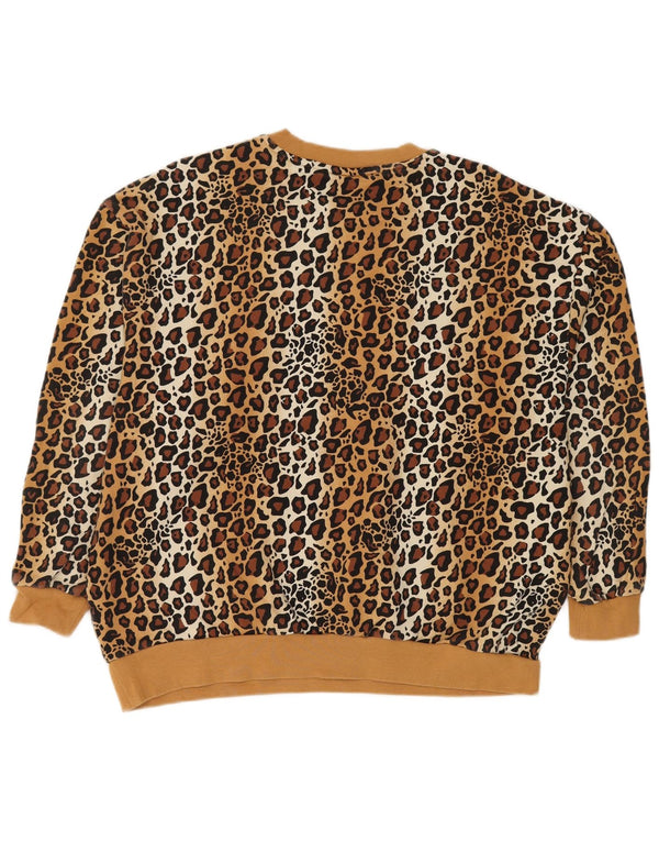 ADIDAS Sweat-shirt surdimensionné pour femme UK 8 Petit imprimé animal beige