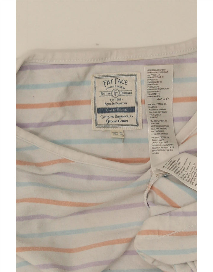Fat Face Haut à manches longues pour femme en coton rayé multicolore moyen UK 44