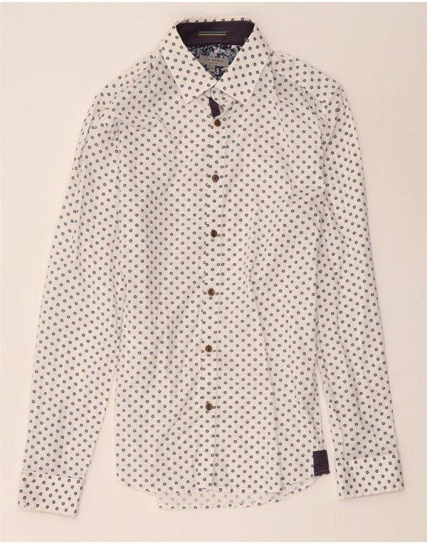 Ted Baker Chemise Homme Taille 15 1/2 Coton Géométrique Blanc Moyen