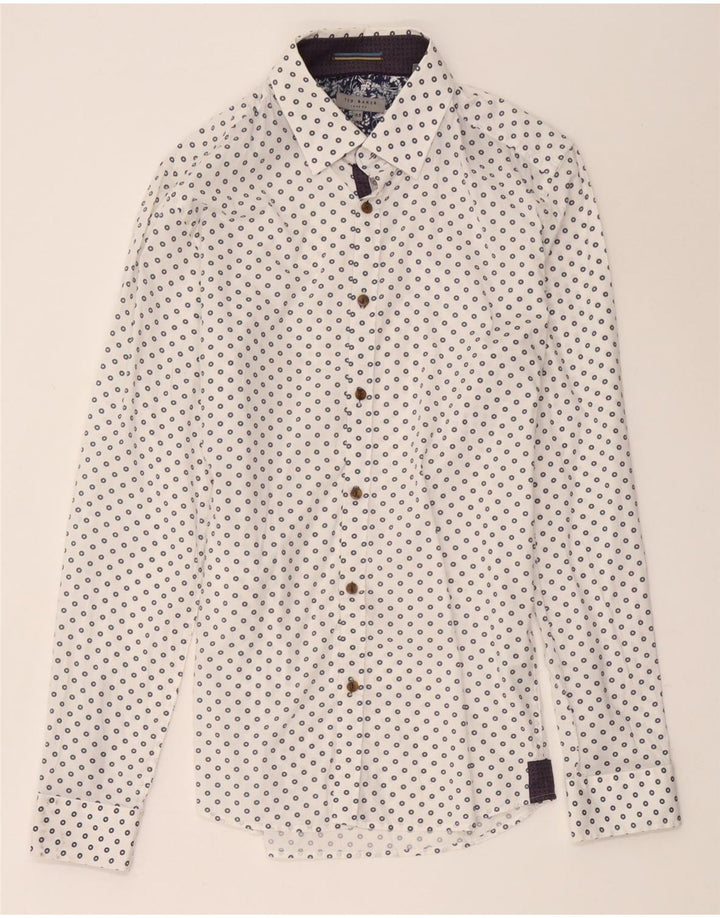 Ted Baker Chemise Homme Taille 15 1/2 Coton Géométrique Blanc Moyen