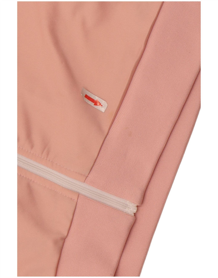 Ellesse Femmes Crop Survêtement Top Veste UK 10 Petit Rose Rayé Polyester