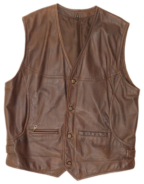Gilet en cuir homme vintage IT 56 3XL Marron