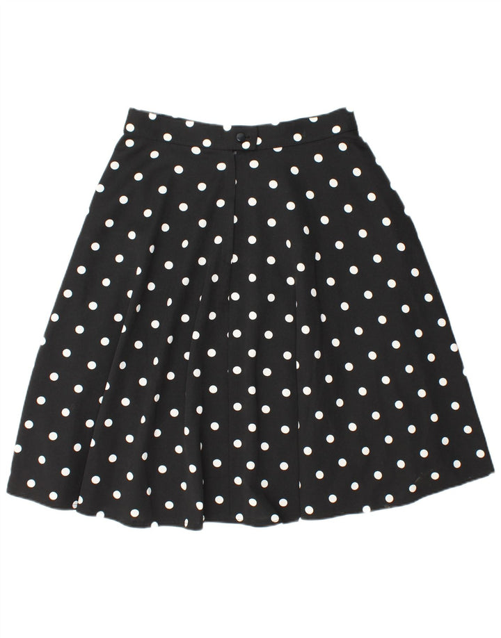 VINTAGE Womens A-Line Skirt W30 Medium Black Polka Dot