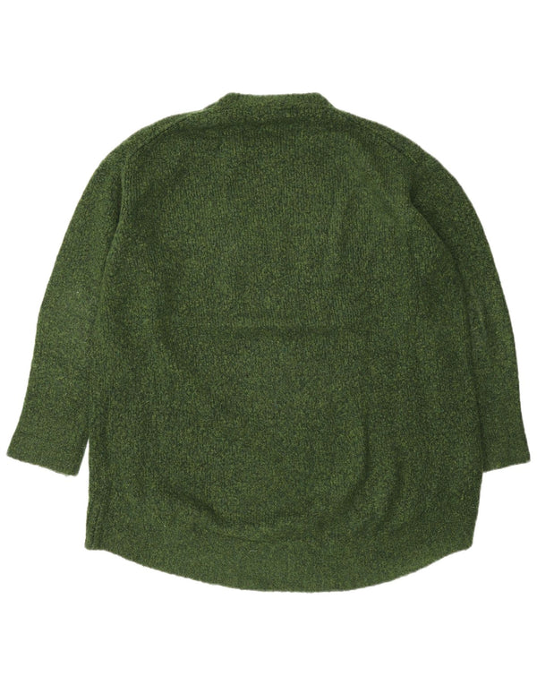 Zara Pull surdimensionné à col rond pour femme UK 10 Petit acrylique vert