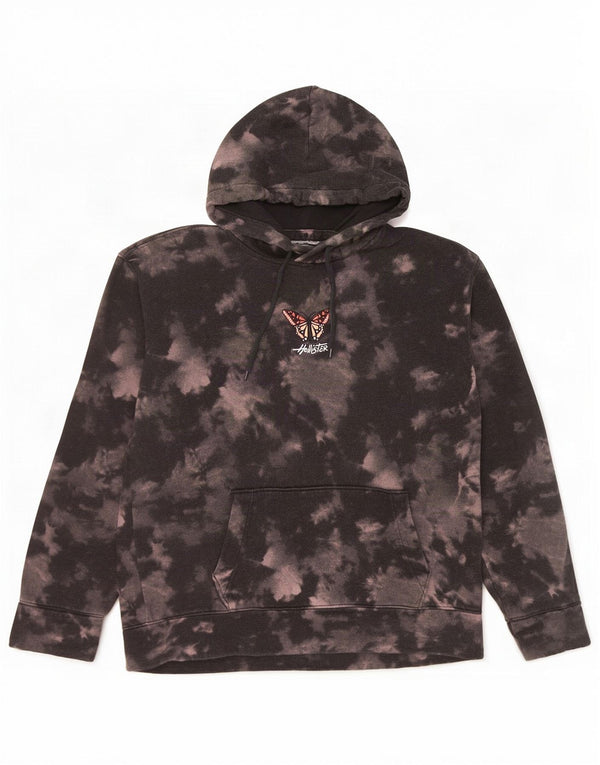 Hollister Pull à capuche graphique pour femme UK 16 Large Black Tie Dye