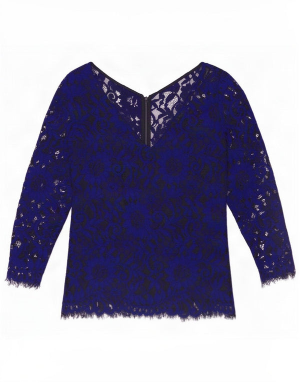 Jasper Conran Chemisier en dentelle à manches 3/4 pour femme UK 10 Petit Bleu Floral