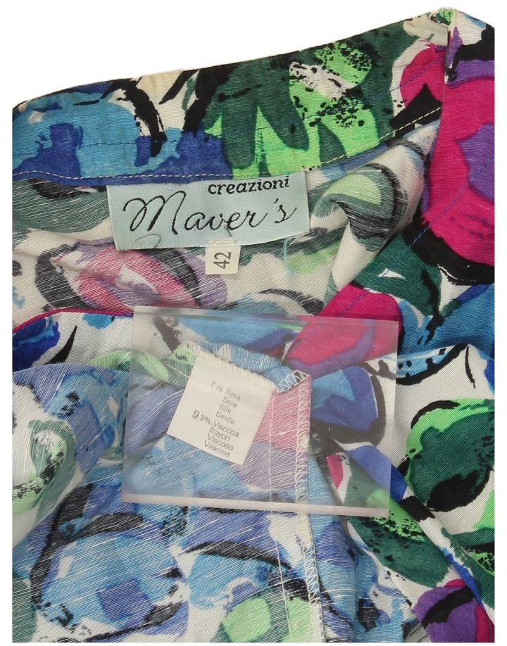vintage Womens Crop Shirt Blouse IT 42 Moyen Multicolore Floral