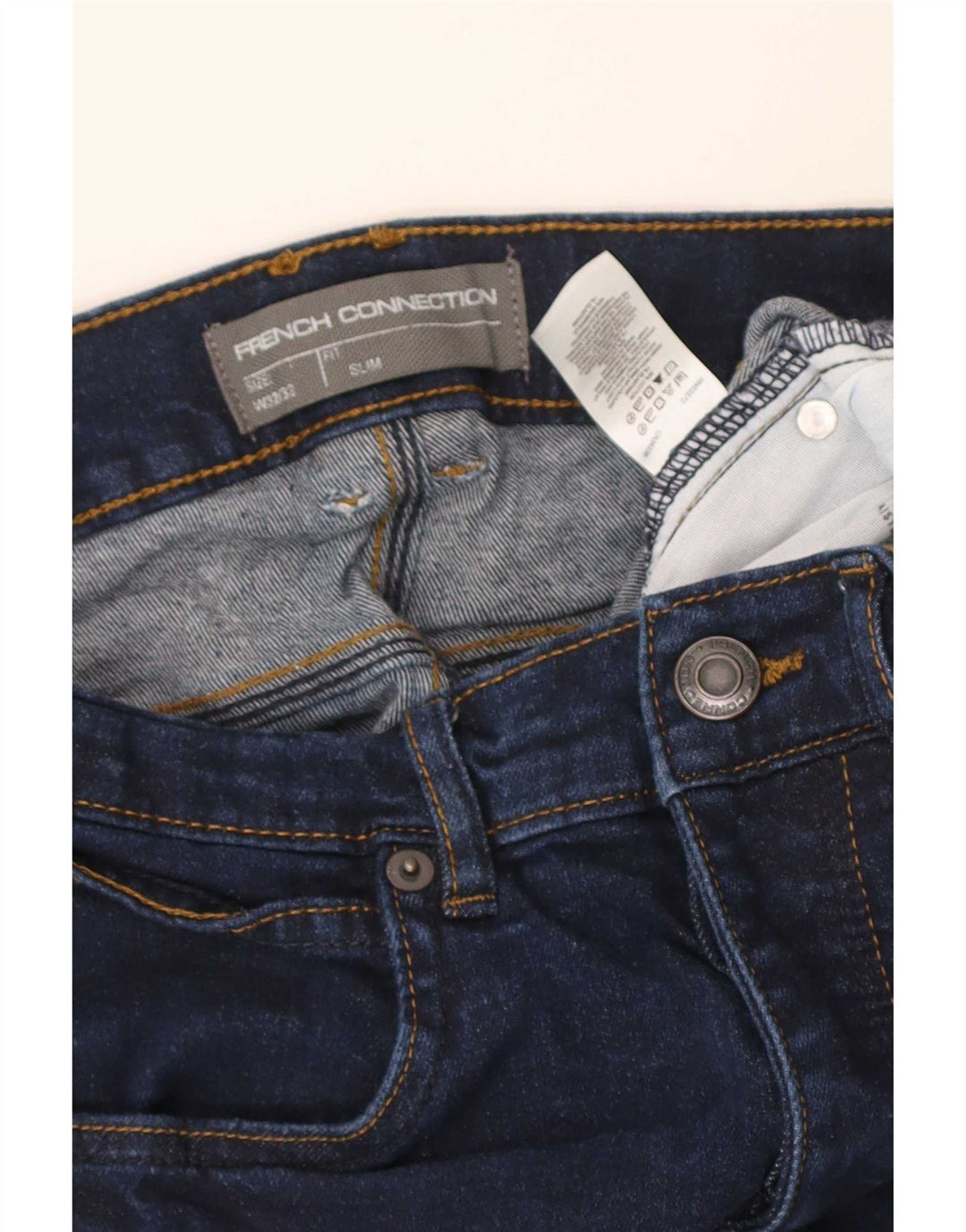 French Connection Jean Slim Homme W32 L24 Bleu Marine Coton