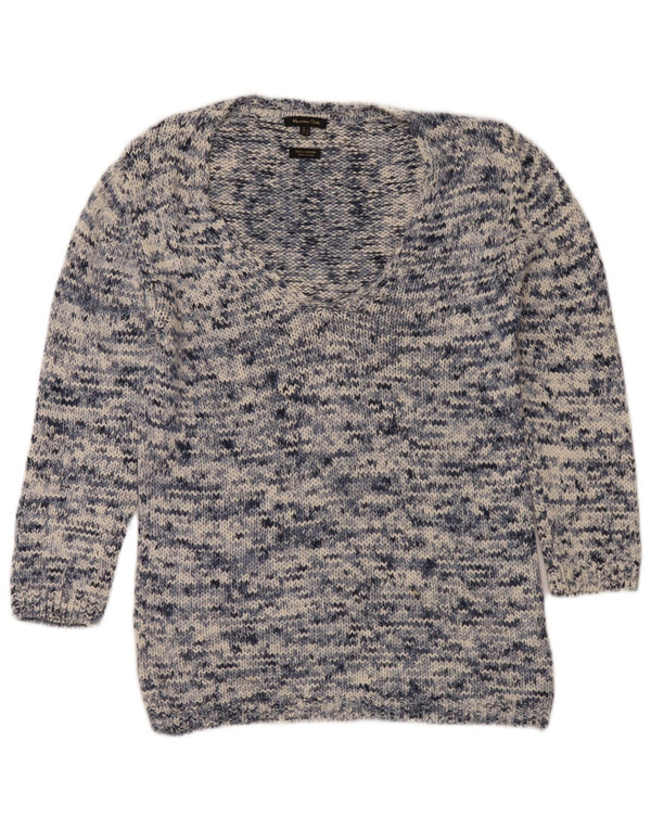 Massimo Dutti Pull col V pour femme UK 14 Bleu marine moyen moucheté