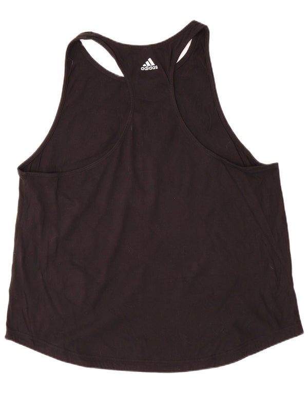 Adidas Débardeur Graphique Femme UK 24/26 2XL Coton Noir
