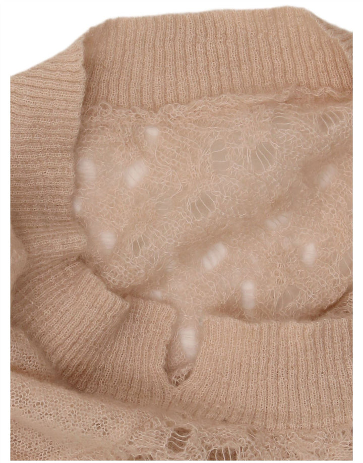 VINTAGE Femmes Surdimensionné Col Bateau Pull Pull UK 16 Grand Beige