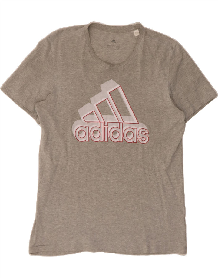 ADIDAS Mens Graphic T-Shirt Top Large Grey Cotton Vintage Adidas and Second-Hand Adidas from Messina Hembry 