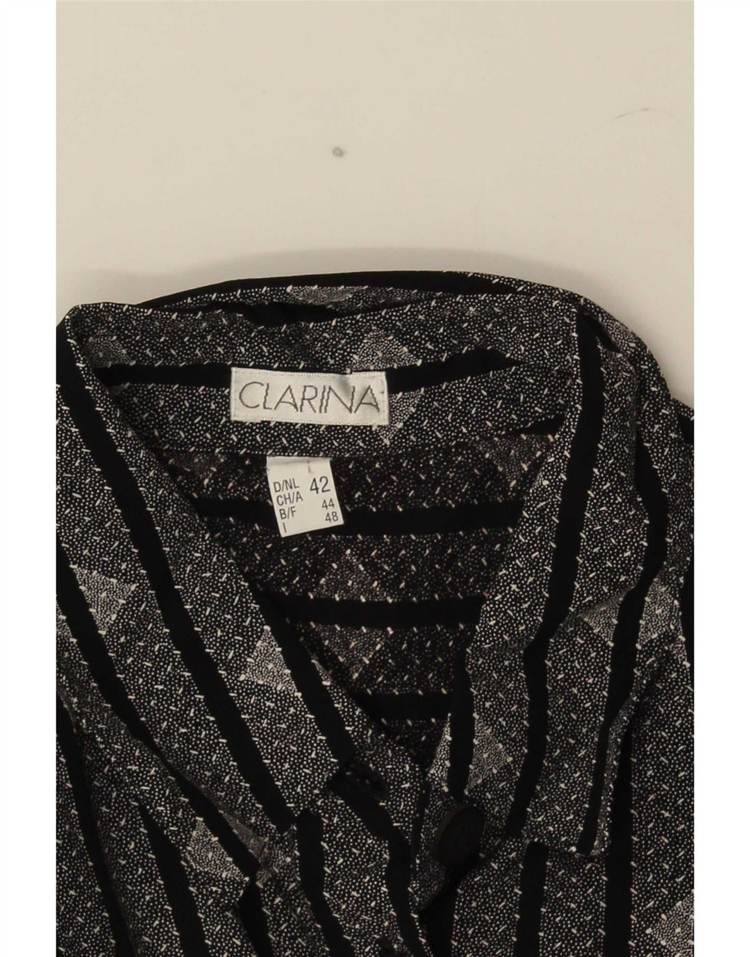 chemise femme vintage UK 16 Grand Noir Rayé
