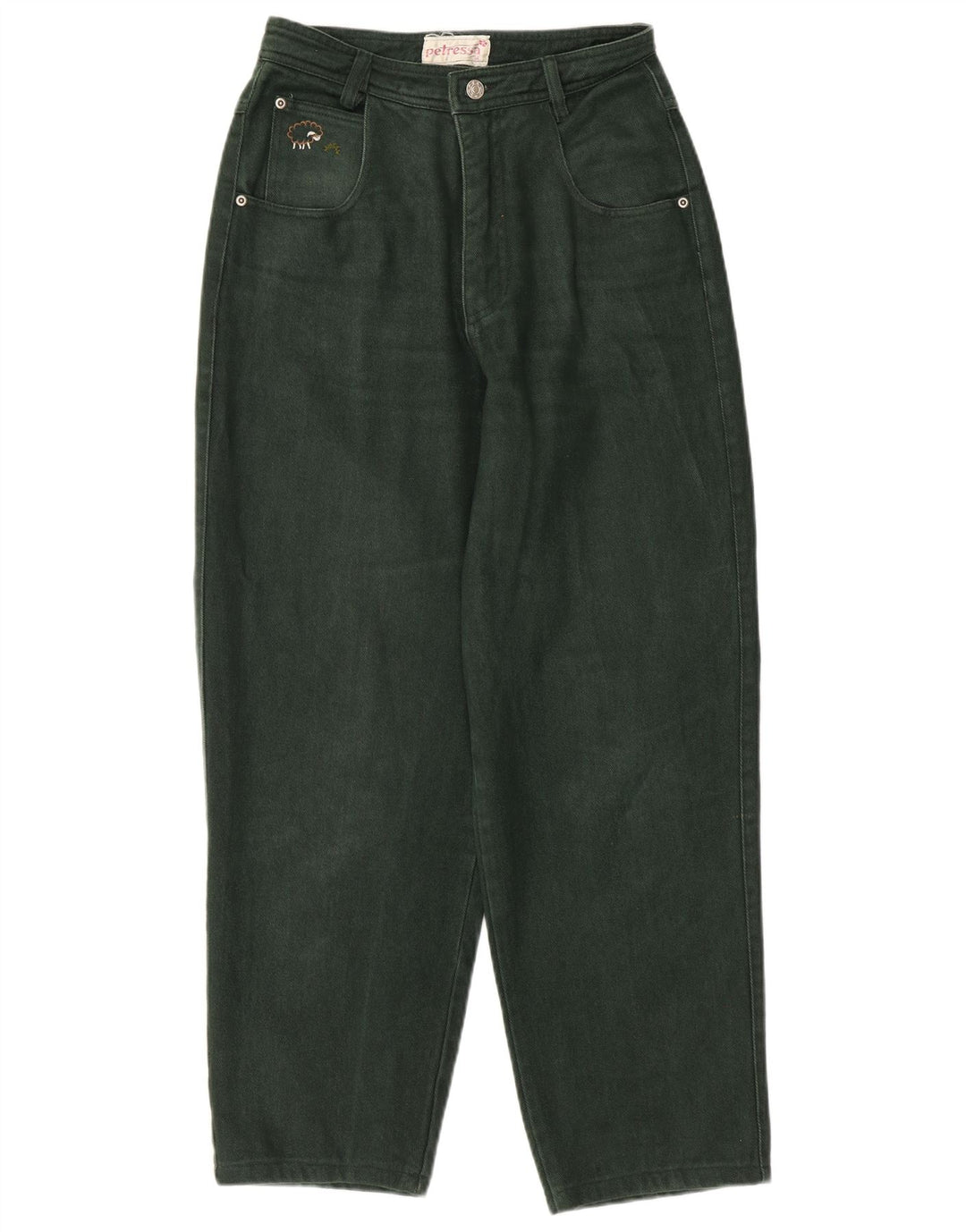 PETRESSA Jean fuselé taille haute pour femme EU 36 Small W26 L26 Vert Coton