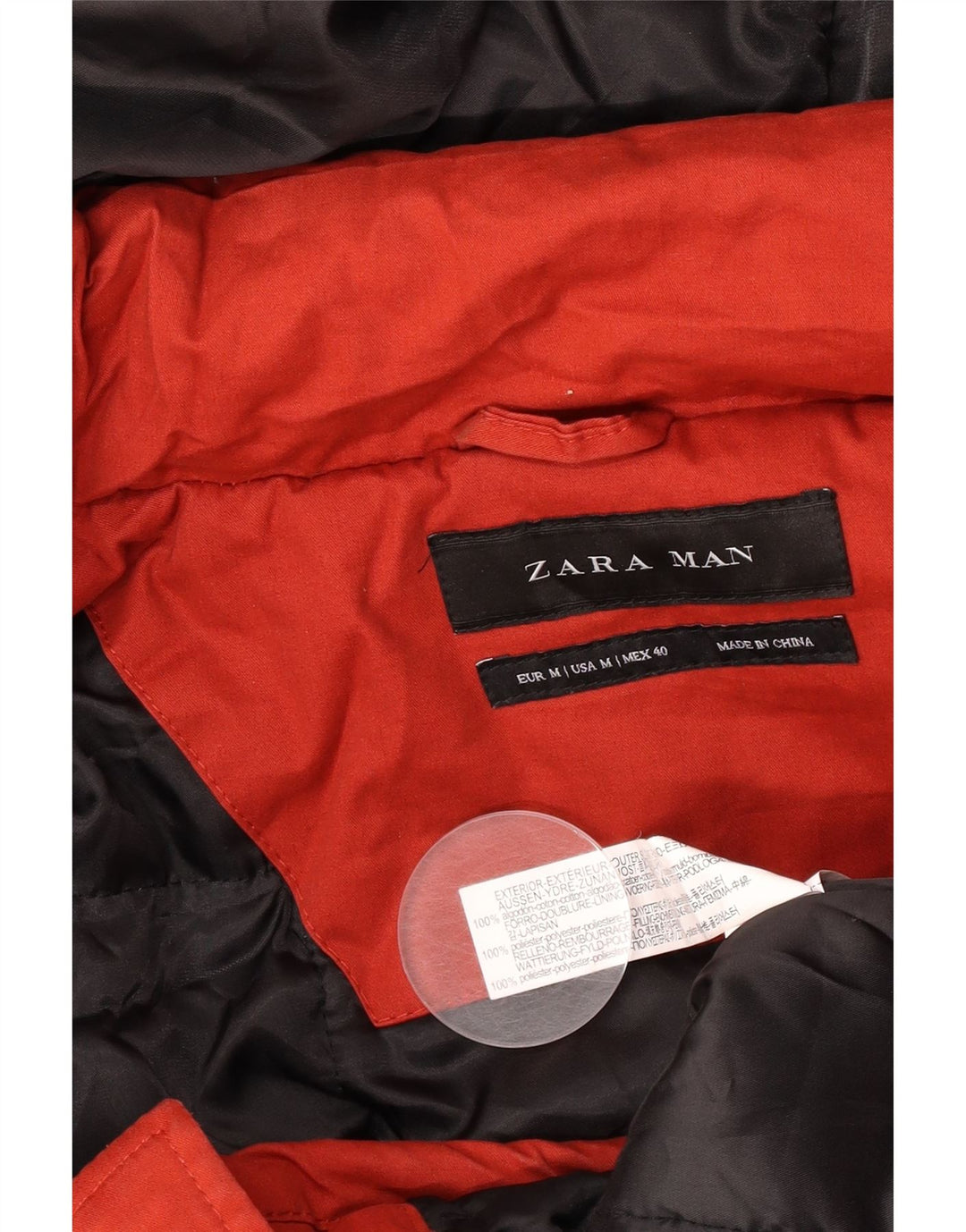 Zara Parka à capuche pour homme UK 38 en coton rouge moyen