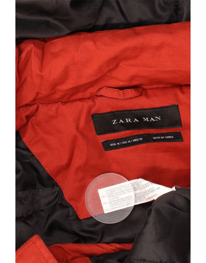 Zara Parka à capuche pour homme UK 38 en coton rouge moyen