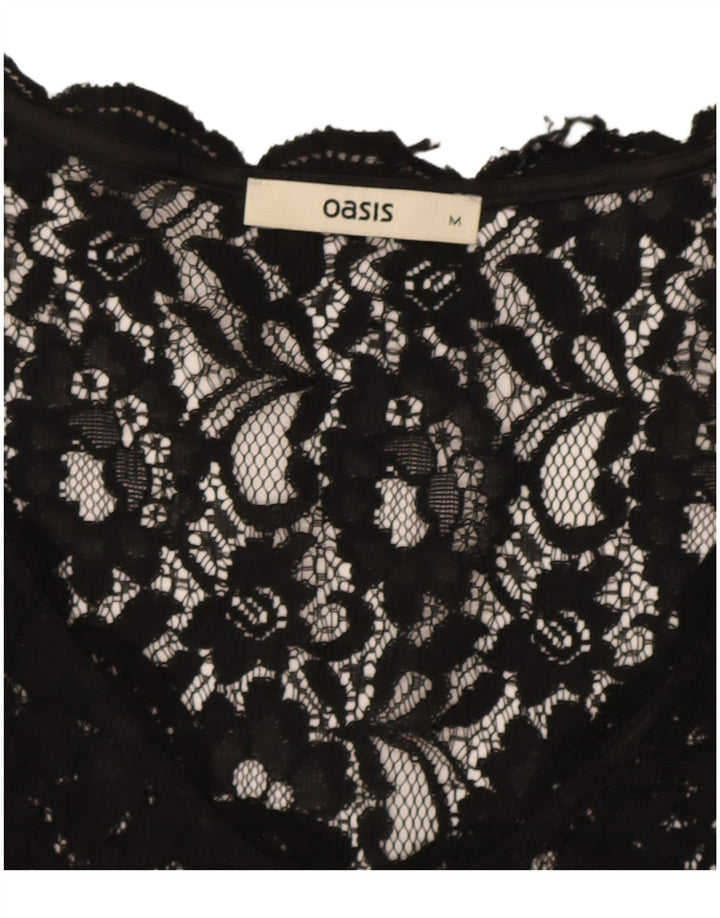 Oasis Chemisier transparent en dentelle pour femme UK 42 Medium Noir Floral