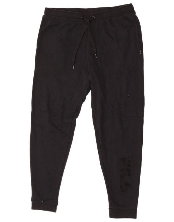 Fila Pantalon de survêtement graphique pour femme Joggers UK 14 Large Noir Coton