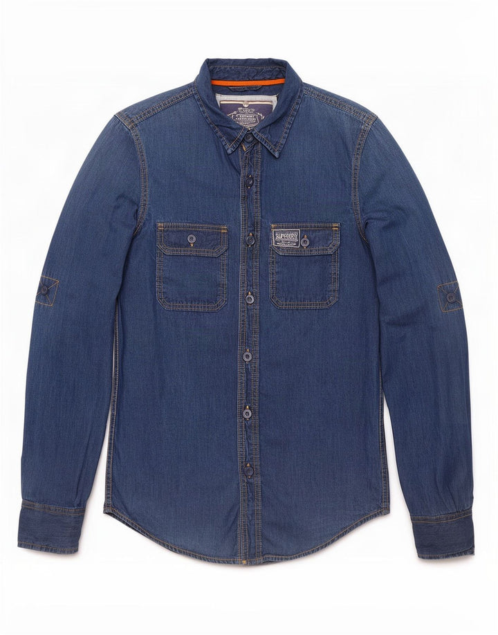 Superdry Chemise En Jean Petit Bleu Coton Homme