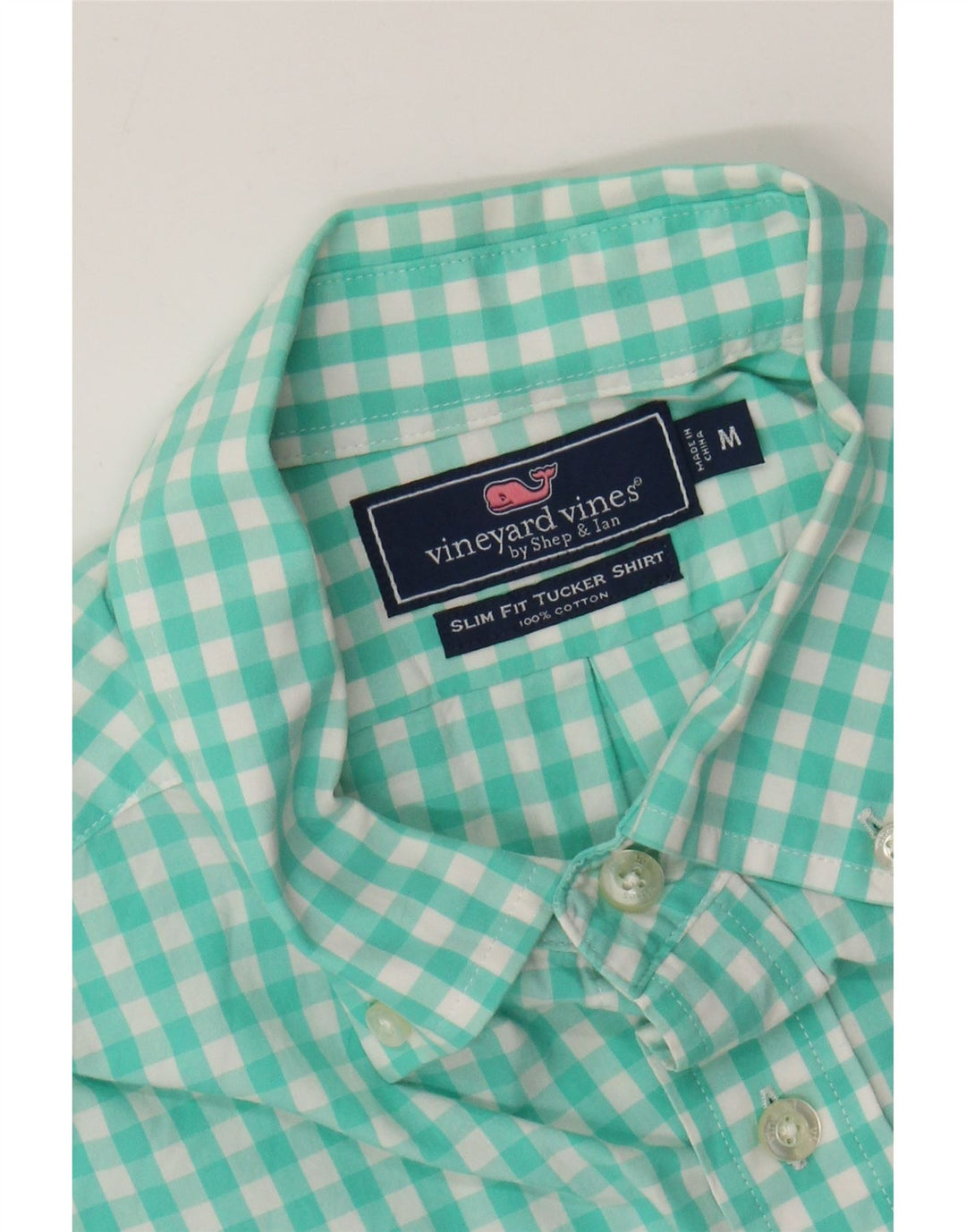 VINEYARD VINES Chemise cintrée pour homme en coton vichy turquoise moyen