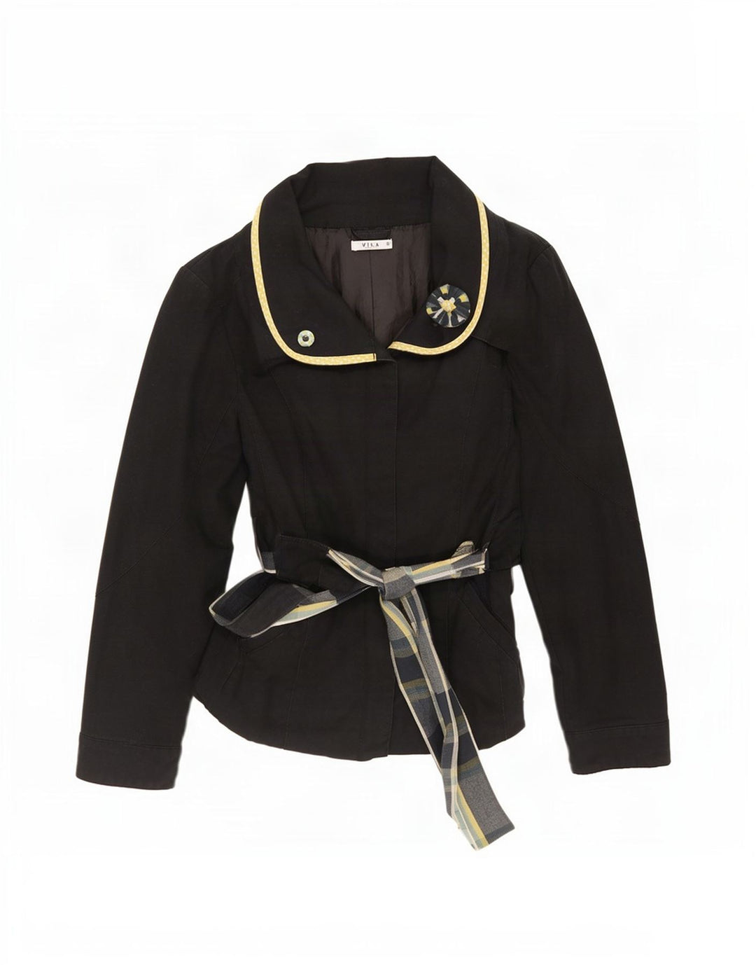 Vila Manteau court pour femme UK 10 Petit coton noir