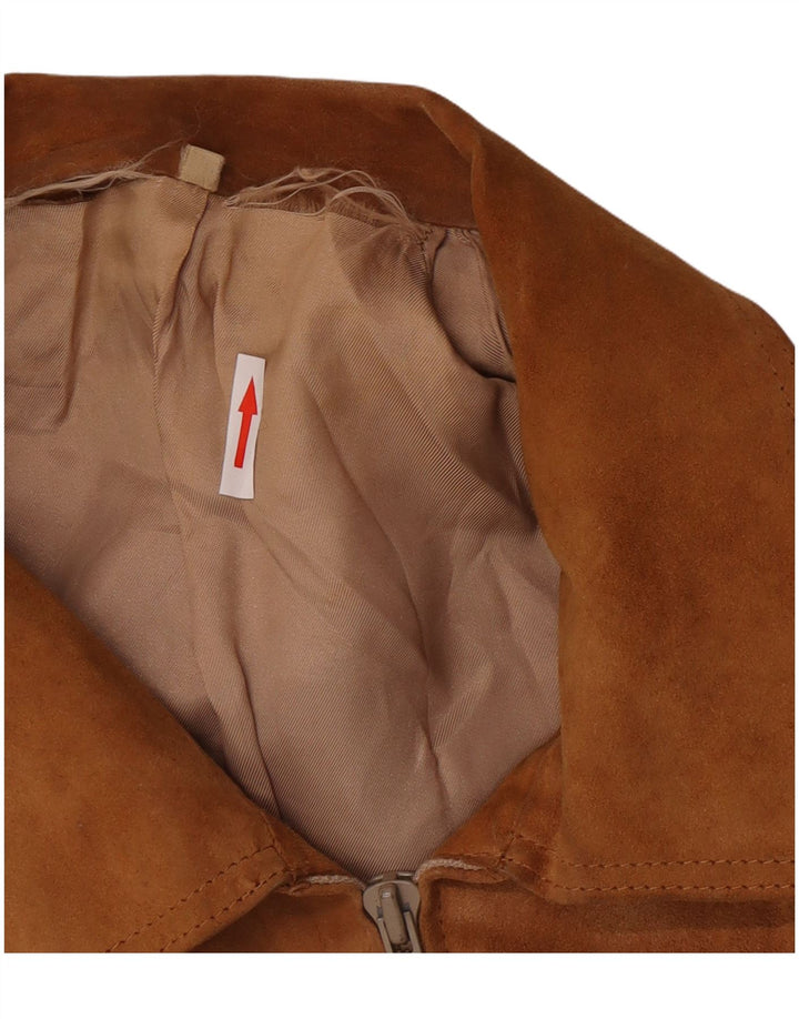 vintage Mens Suede Bomber Jacket UK 38 Brun Moyen