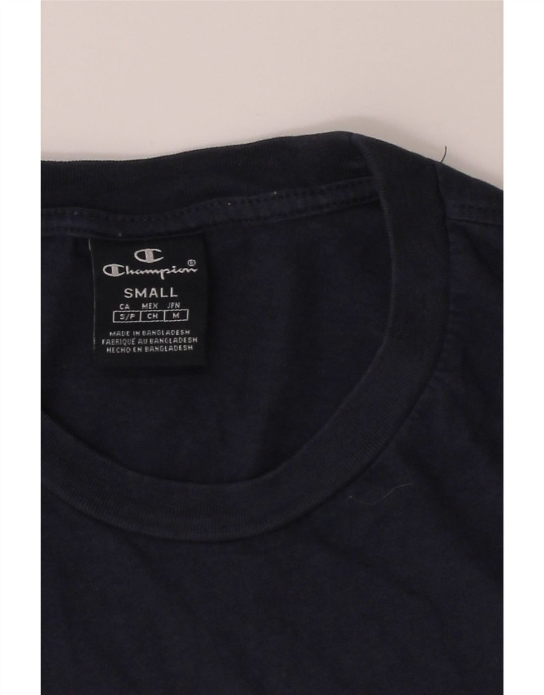 CHAMPION Mens Graphic T-Shirt Top Small Navy Blue Cotton Vintage Champion and Second-Hand Champion from Messina Hembry 
