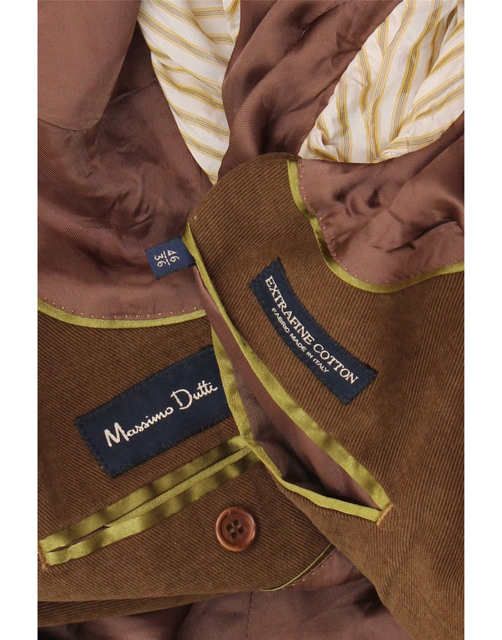 Massimo Dutti Veste Blazer 3 Boutons Homme EU 46 Petit Marron Coton