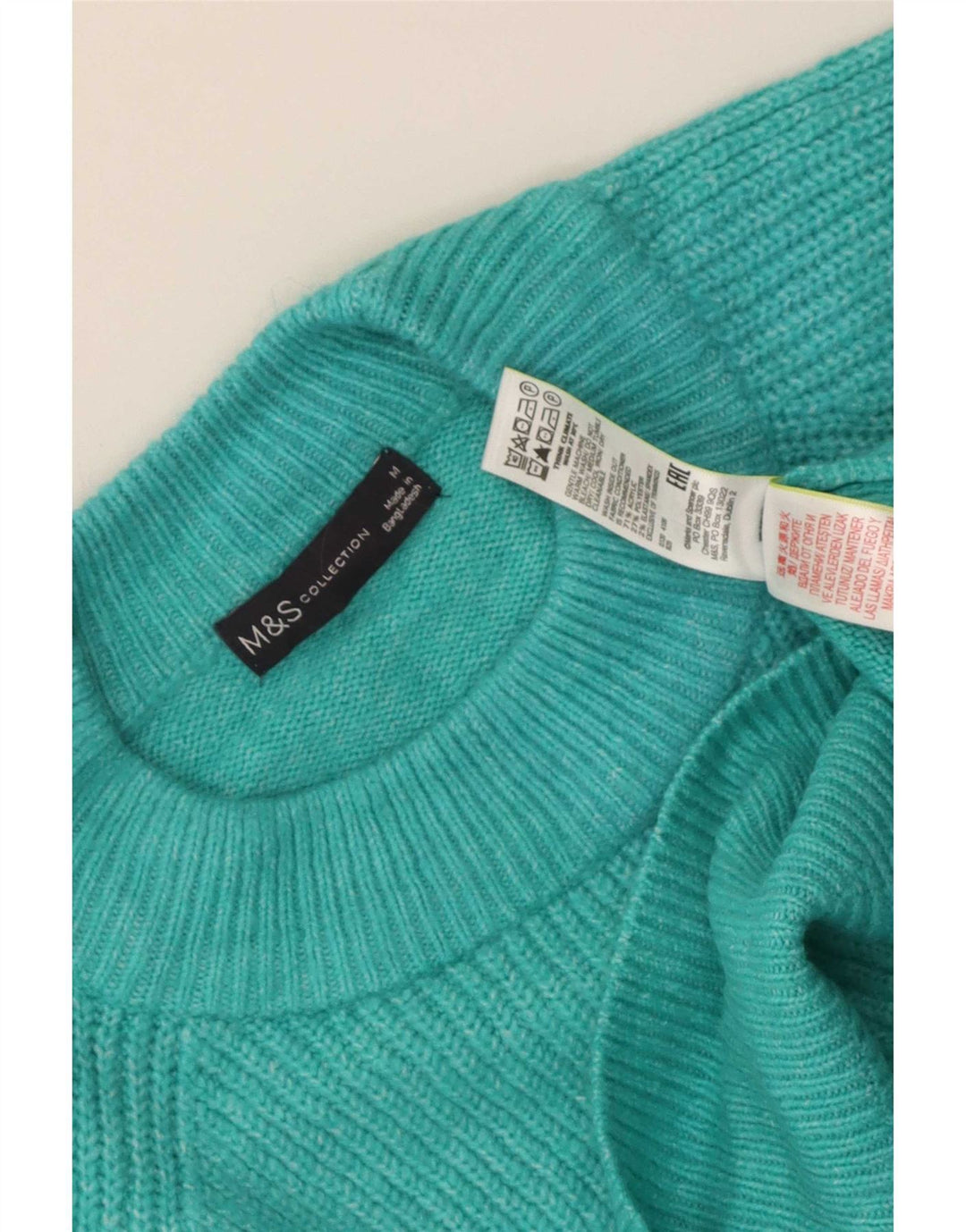 Marks & Spencer Pull ras du cou pour femme UK 14 Bleu moyen Acrylique