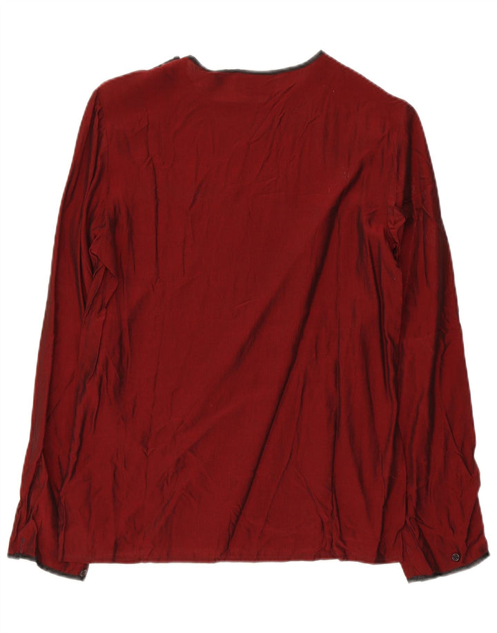 Blouse Femme Vintage Top IT 42 Viscose Bordeaux Moyen
