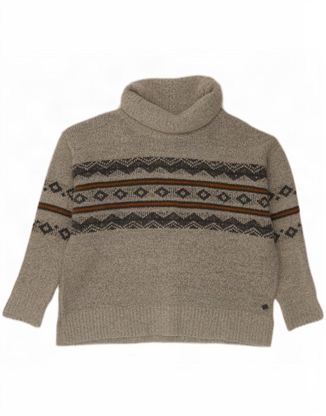 Weird Fish Pull col roulé pour femme UK 14 Large Gris Fair Isle