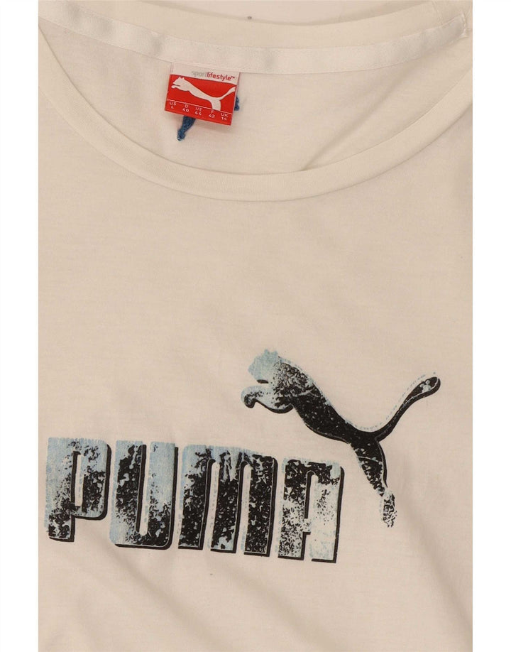 Puma T-shirt graphique pour femme UK 14 Large Blanc
