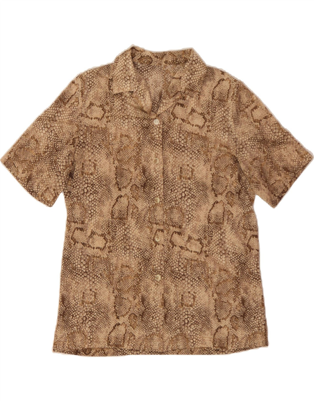 VINTAGE Womens Abstract Pattern Shirt UK 14 Medium Brown Animal Print Vintage Vintage and Second-Hand Vintage from Messina Hembry 