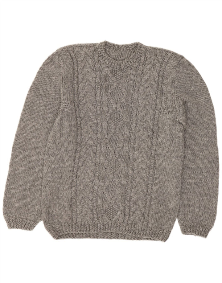 Pull vintage à col rond pour homme Gris moyen