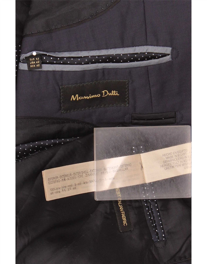Massimo Dutti Veste Blazer 2 Boutons Homme EU 52 Grande Laine Bleu Marine