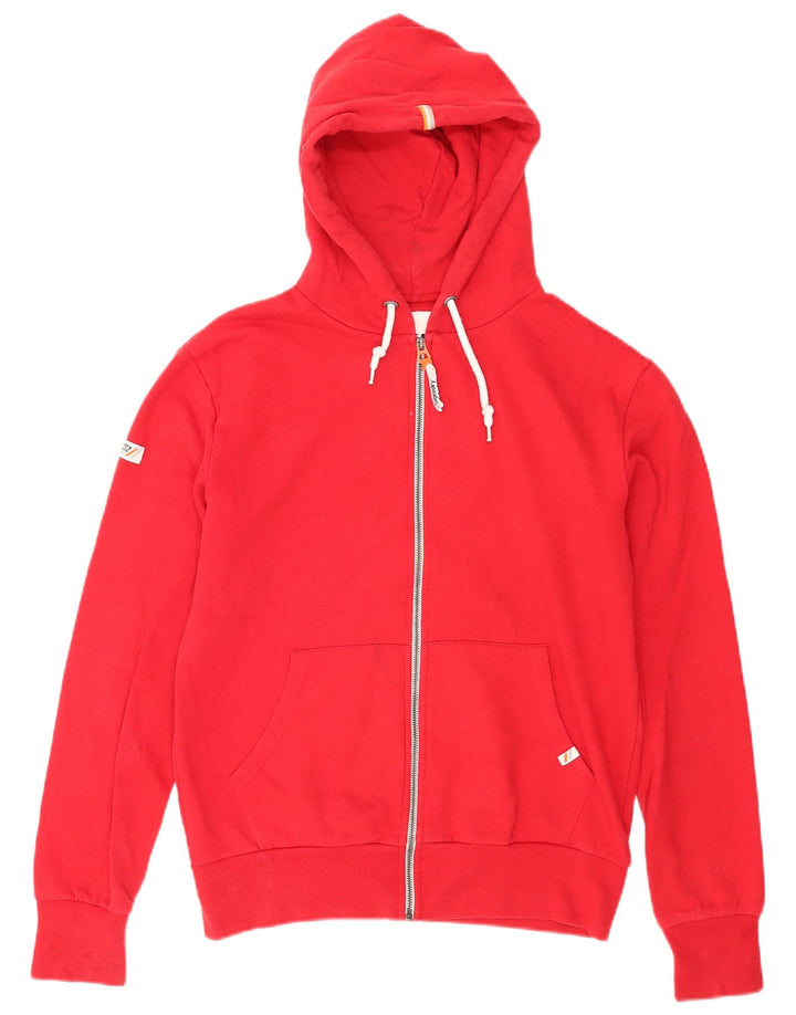 Superdry Pull à capuche zippé en coton rouge moyen |